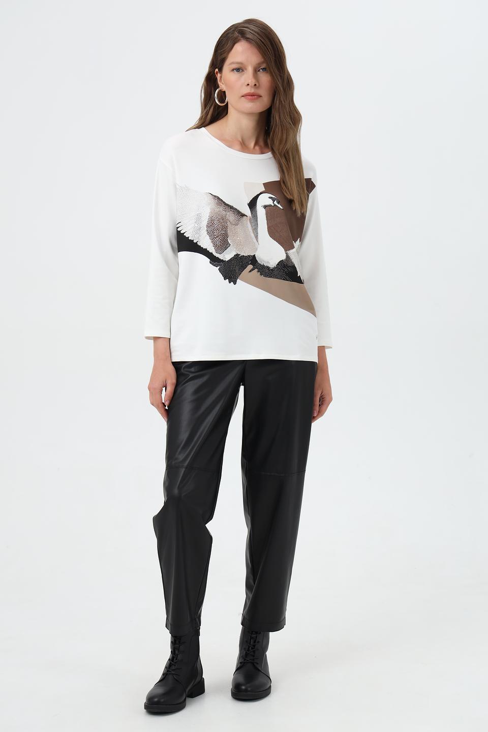 Лонгслив Monari с принтом лебедя