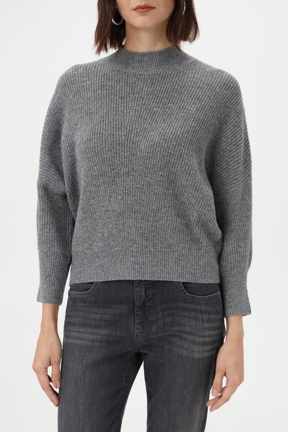 Пуловер Oui с высоким горлом, серый