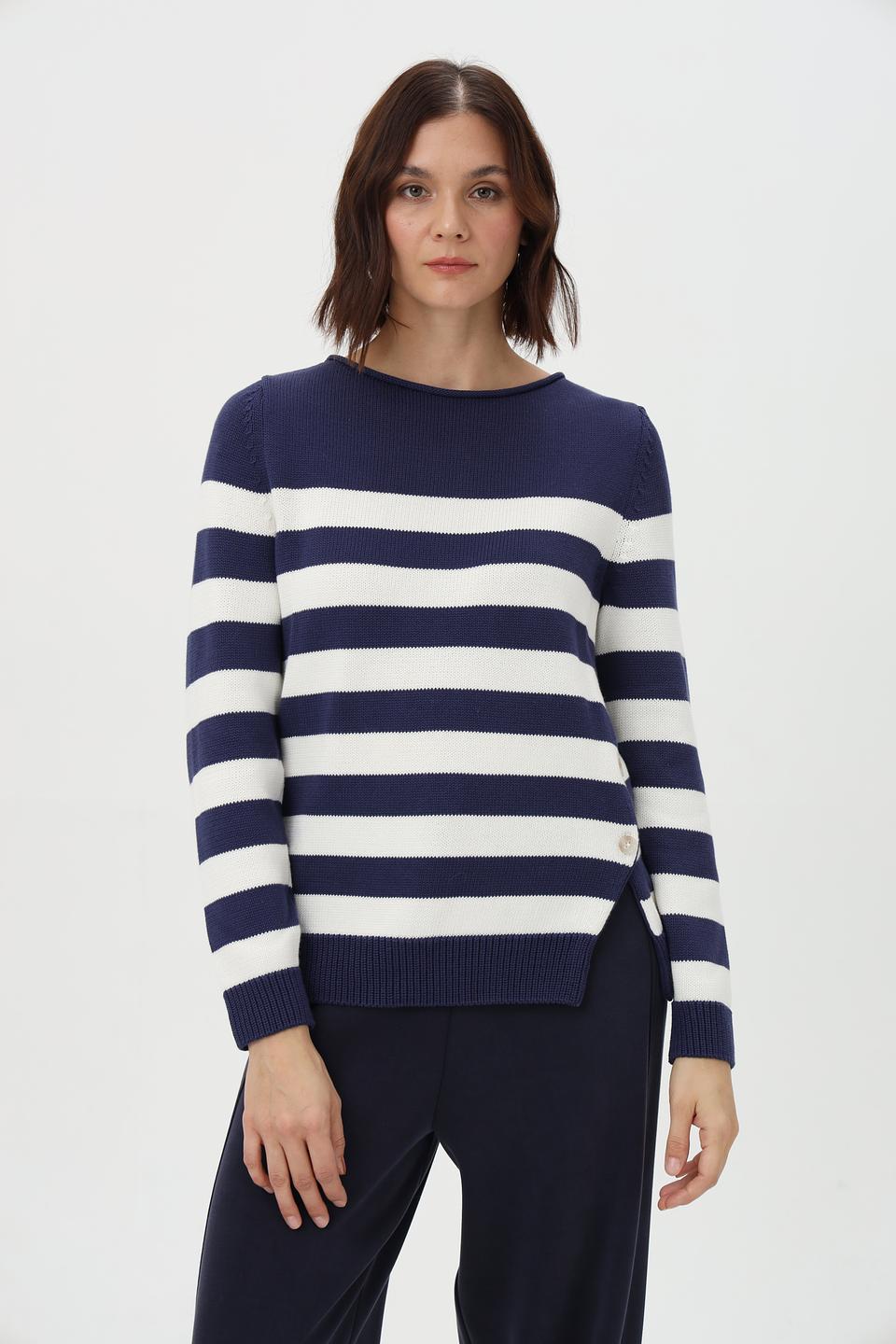 Пуловер Oui в полоску