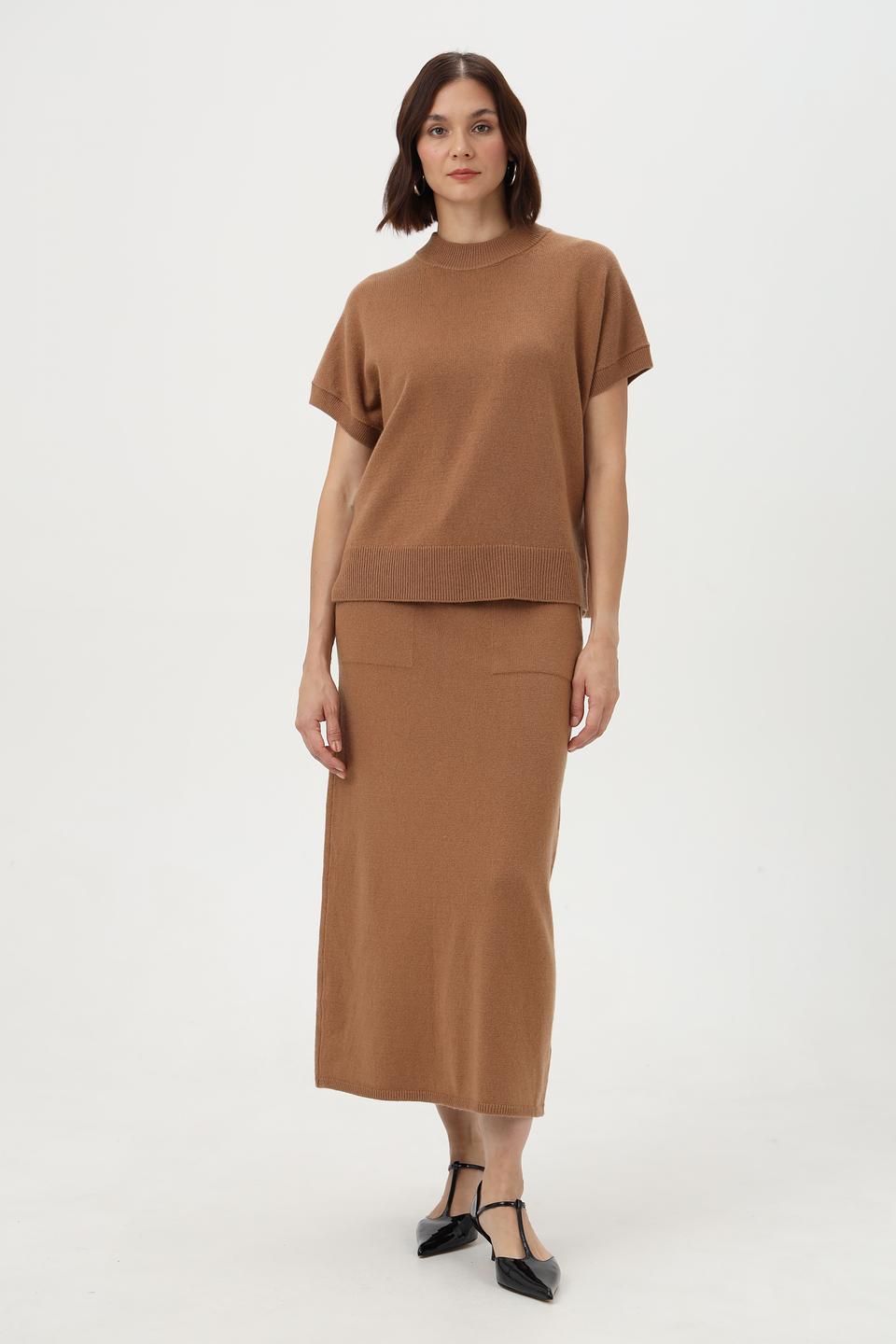 Юбка вязаная Oui коричневая