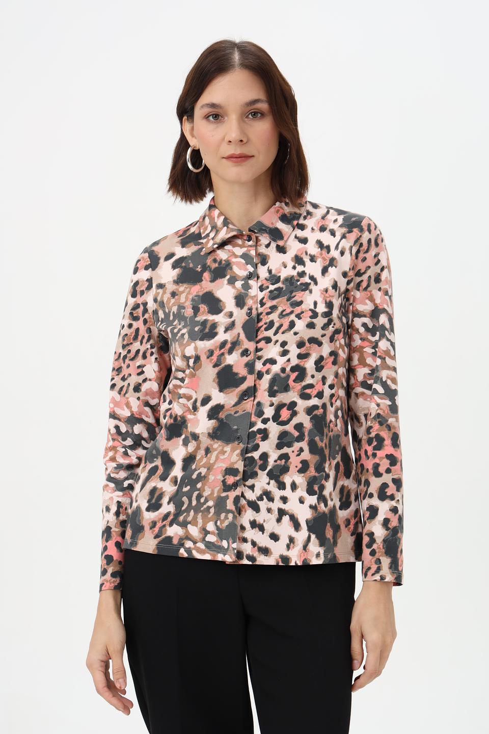 Блузка Lebek с леопардовым принтом