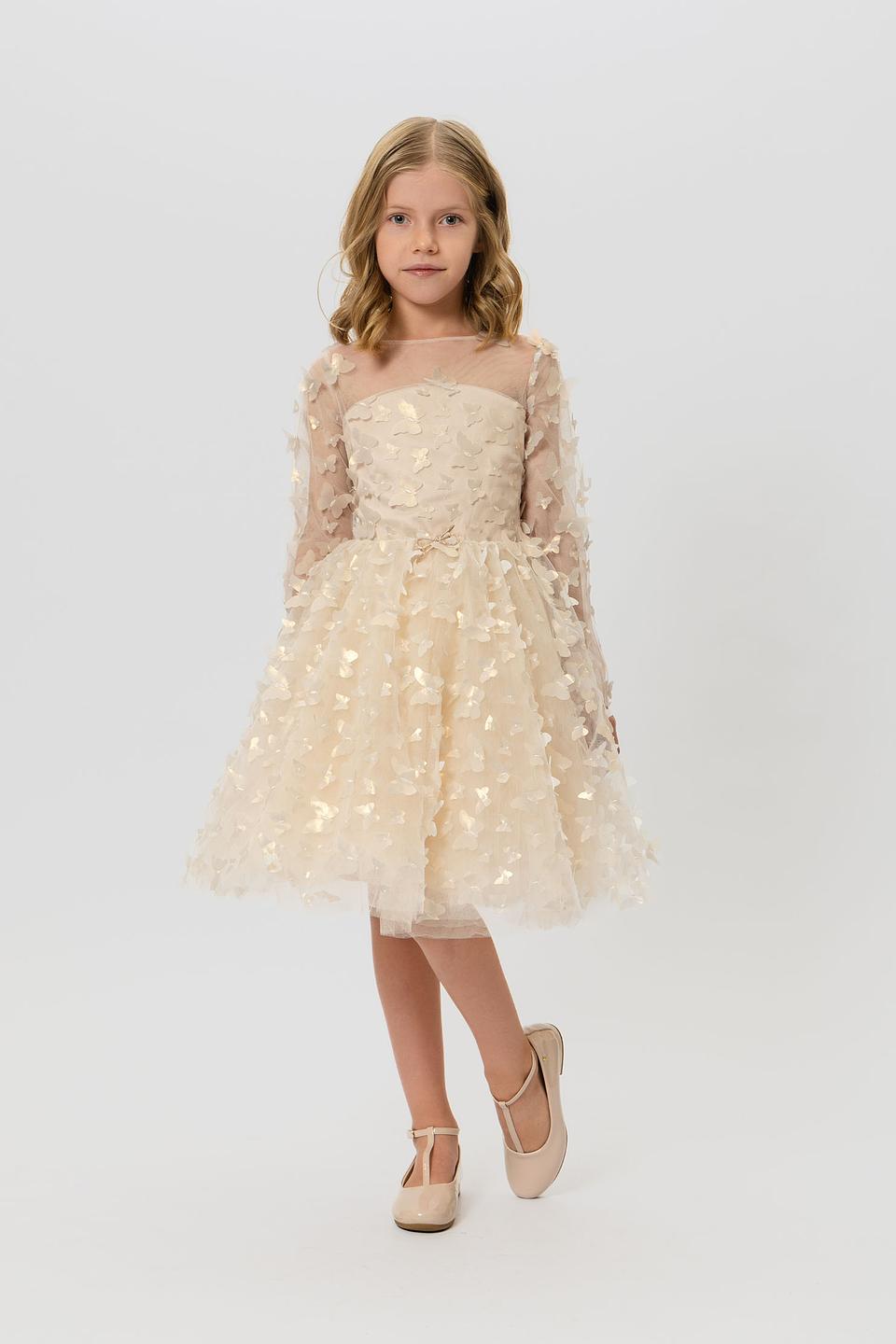 Платье Choupette с бабочками бежевое