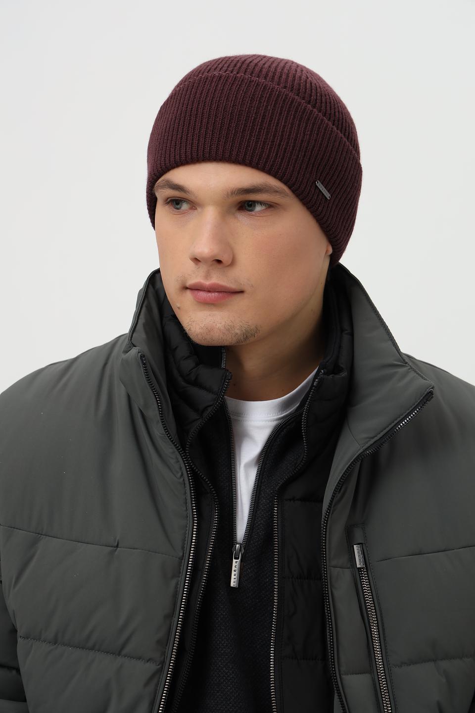 Шапка Bugatti вязаная бордовая