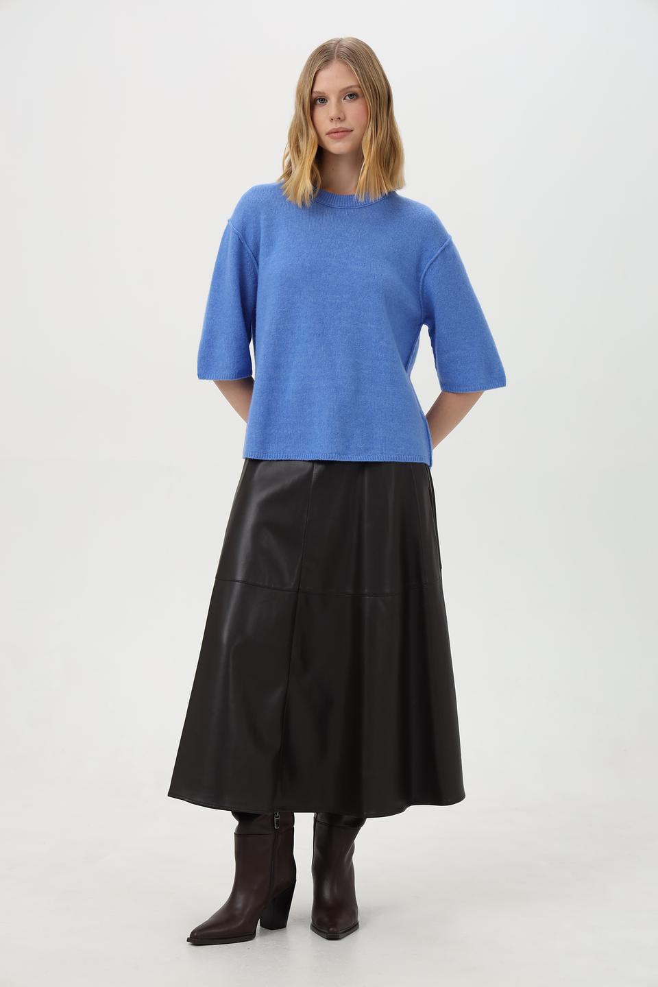 Пуловер Oui голубой с 3/4 рукавом