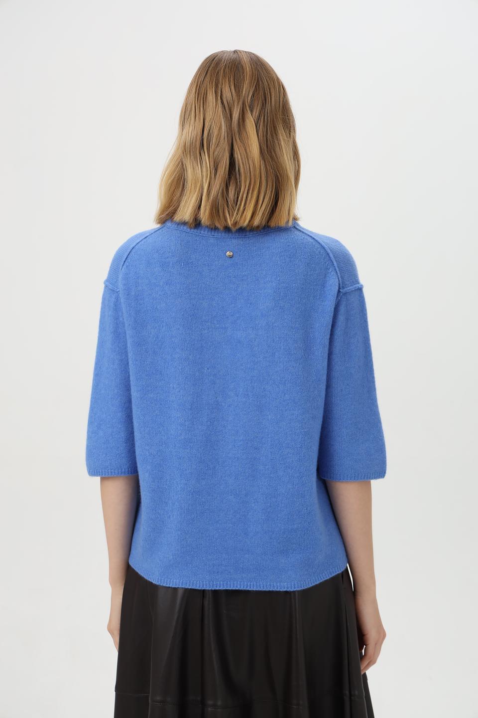 Пуловер Oui голубой с 3/4 рукавом