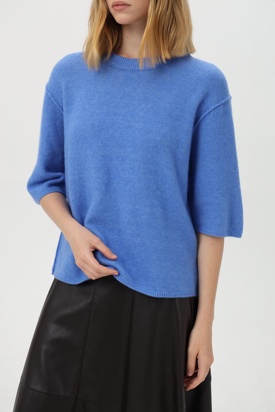 Пуловер Oui голубой с 3/4 рукавом