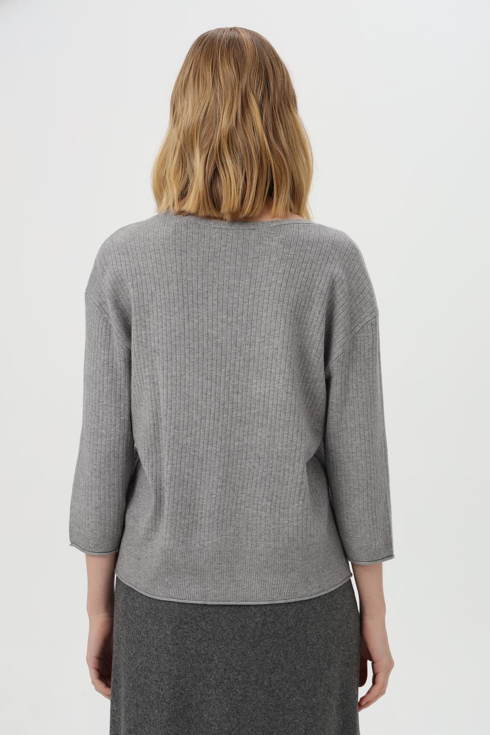 Пуловер Betty Barclay серый с V-образным вырезом