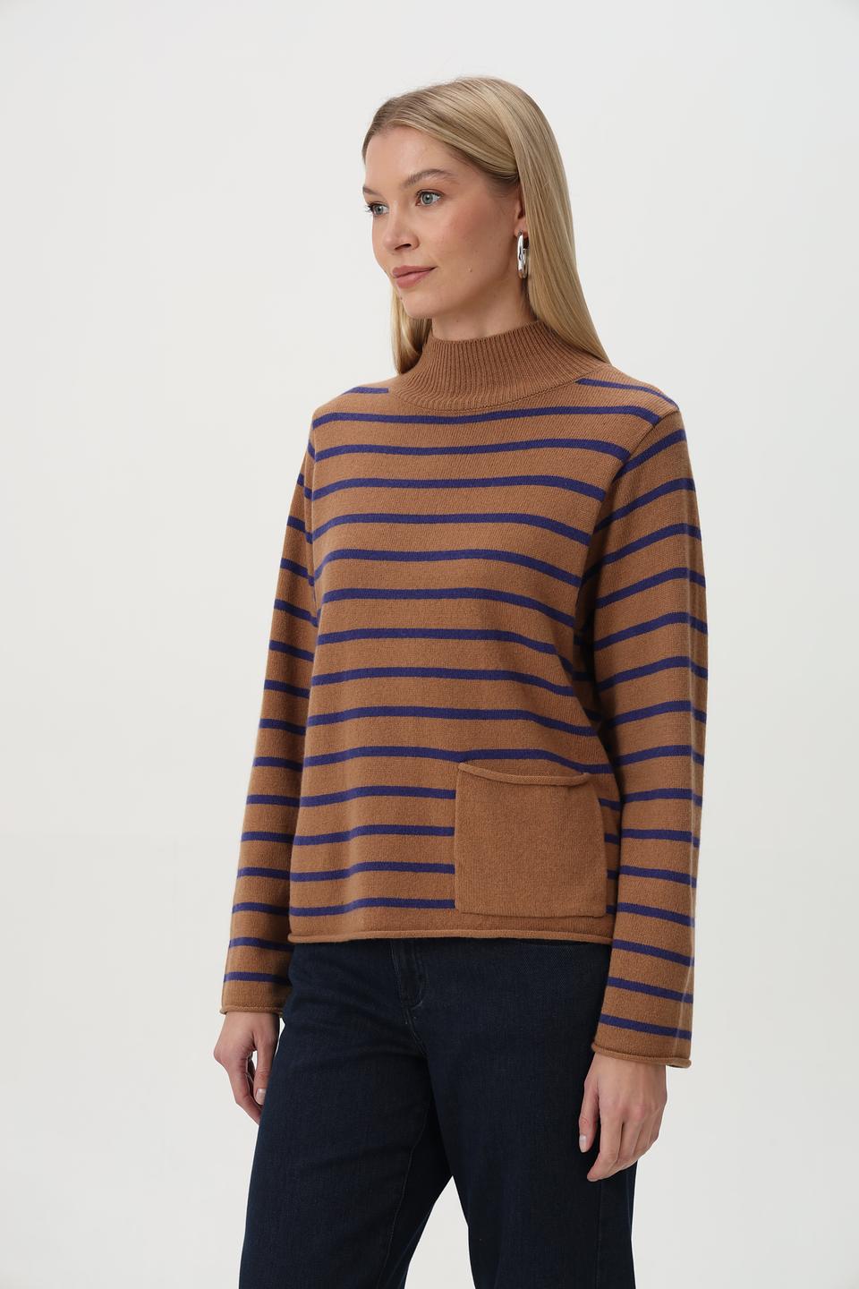Пуловер Oui в полоску