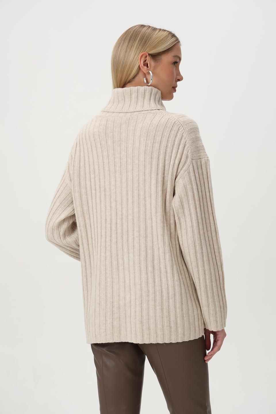 Пуловер Oui с карманом бежевый
