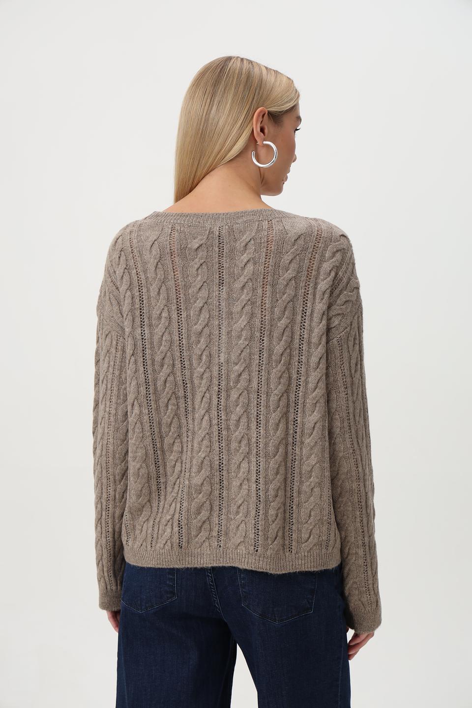 Пуловер MORE and MORE с косами бежевый