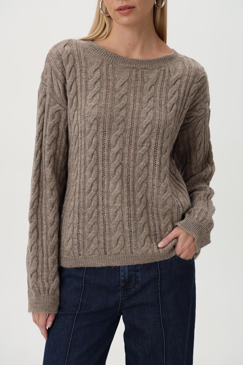 Пуловер MORE and MORE с косами бежевый