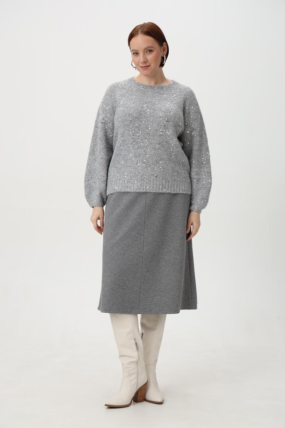 Пуловер Olsen с пайетками серый