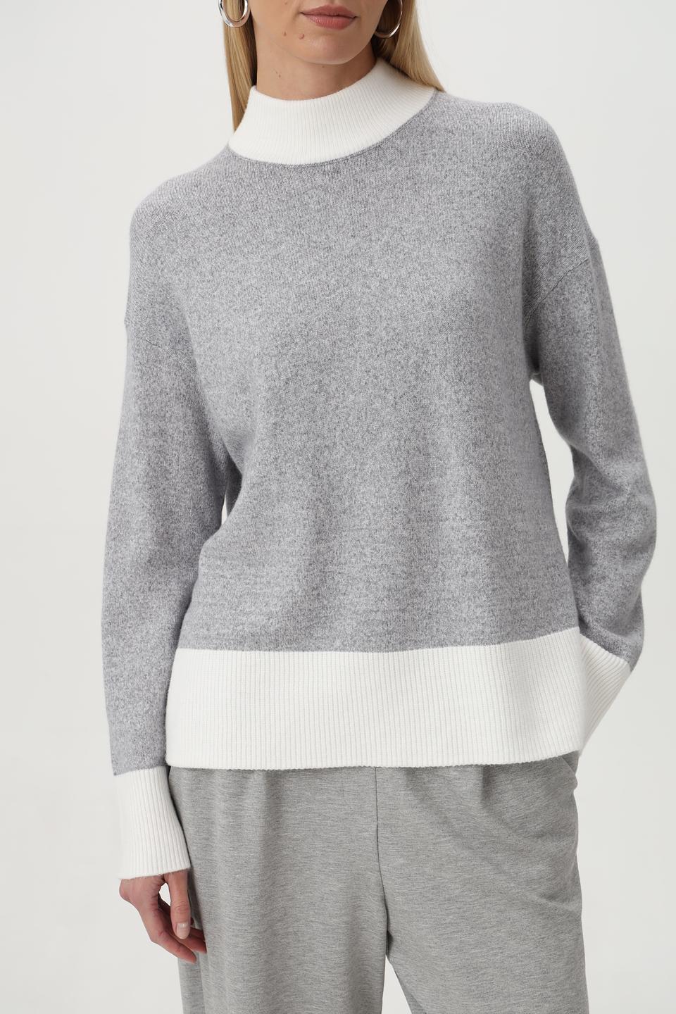 Пуловер Olsen с контрастной отделкой серый