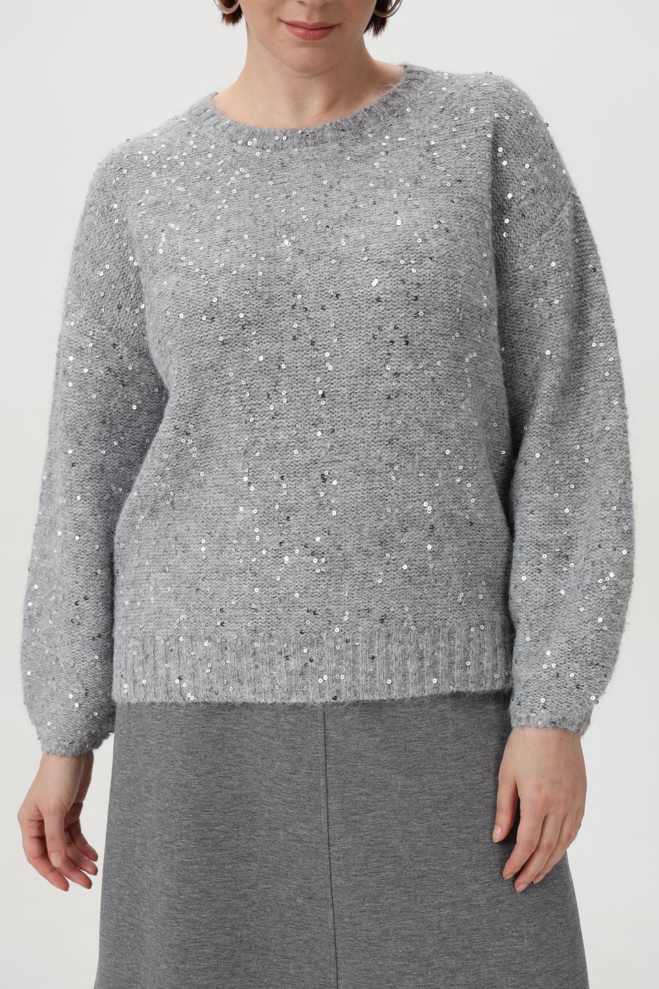 Пуловер Olsen с пайетками серый