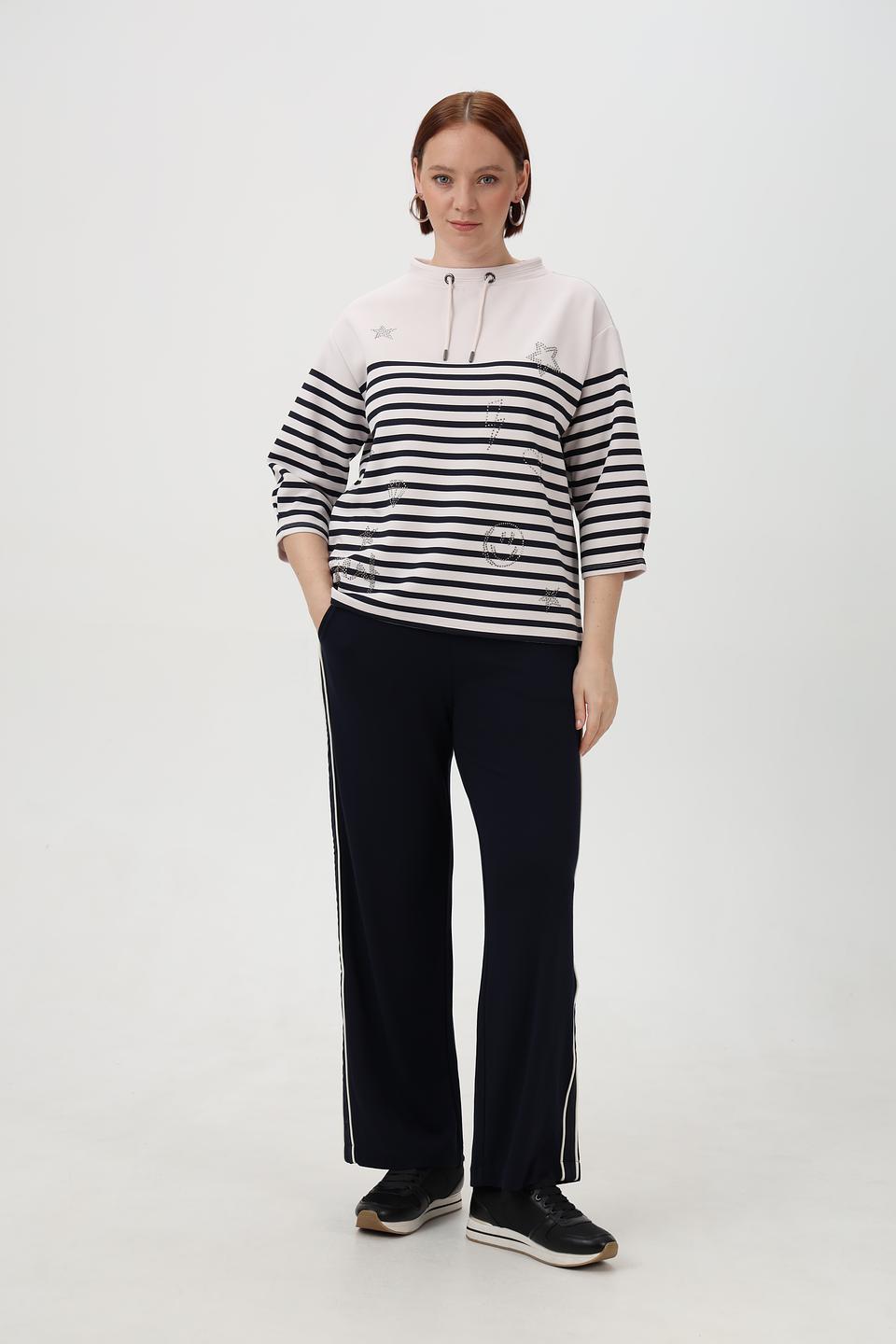 Пуловер Barbara Lebek с полосками и стразами