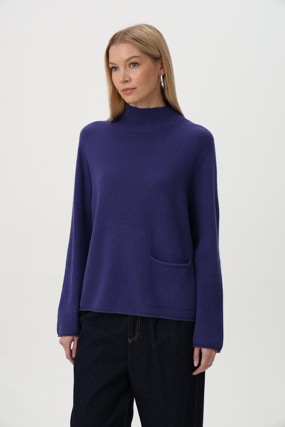Пуловер Oui с карманом фиолетовый