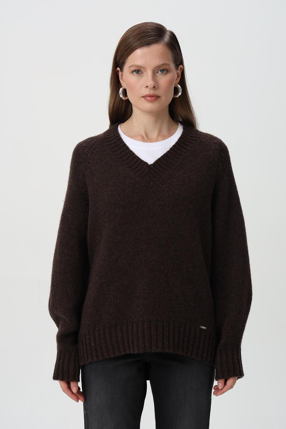 Пуловер Cinque коричневый V-образный
