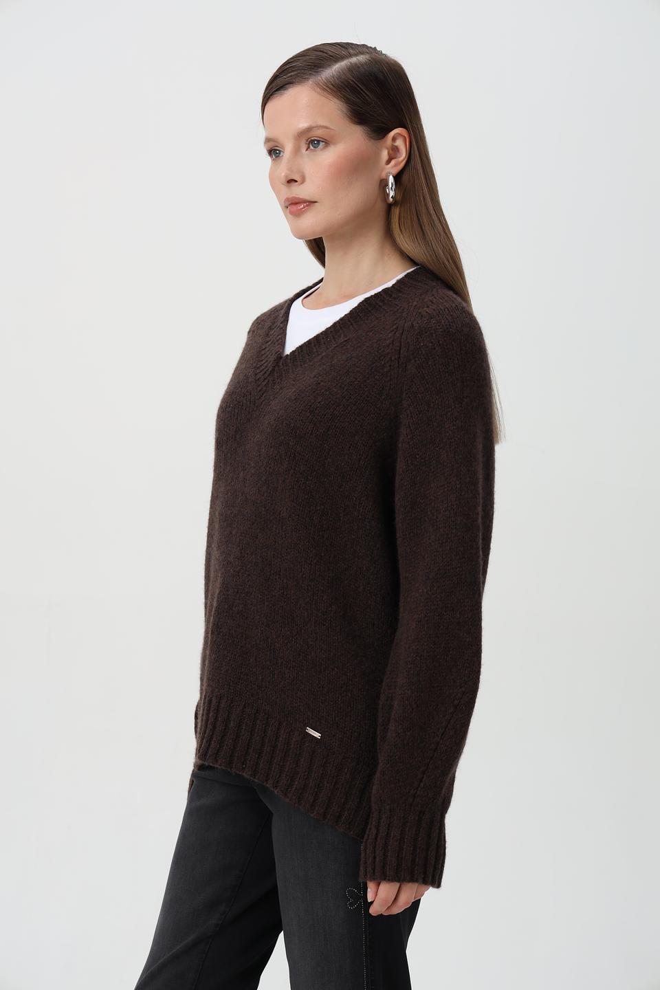 Пуловер Cinque коричневый V-образный