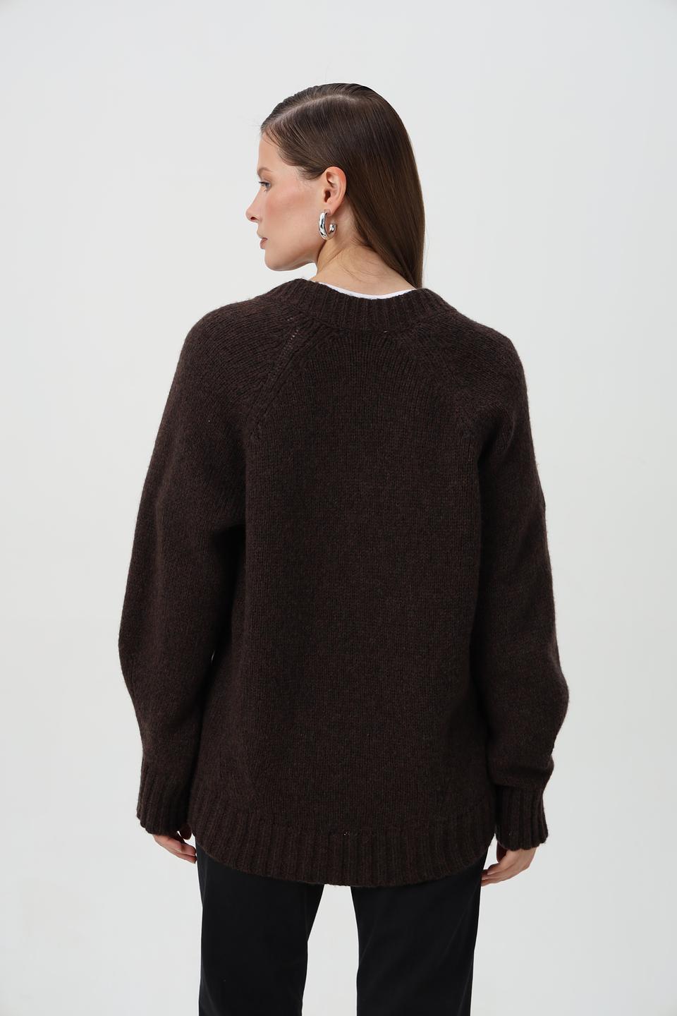 Пуловер Cinque коричневый V-образный