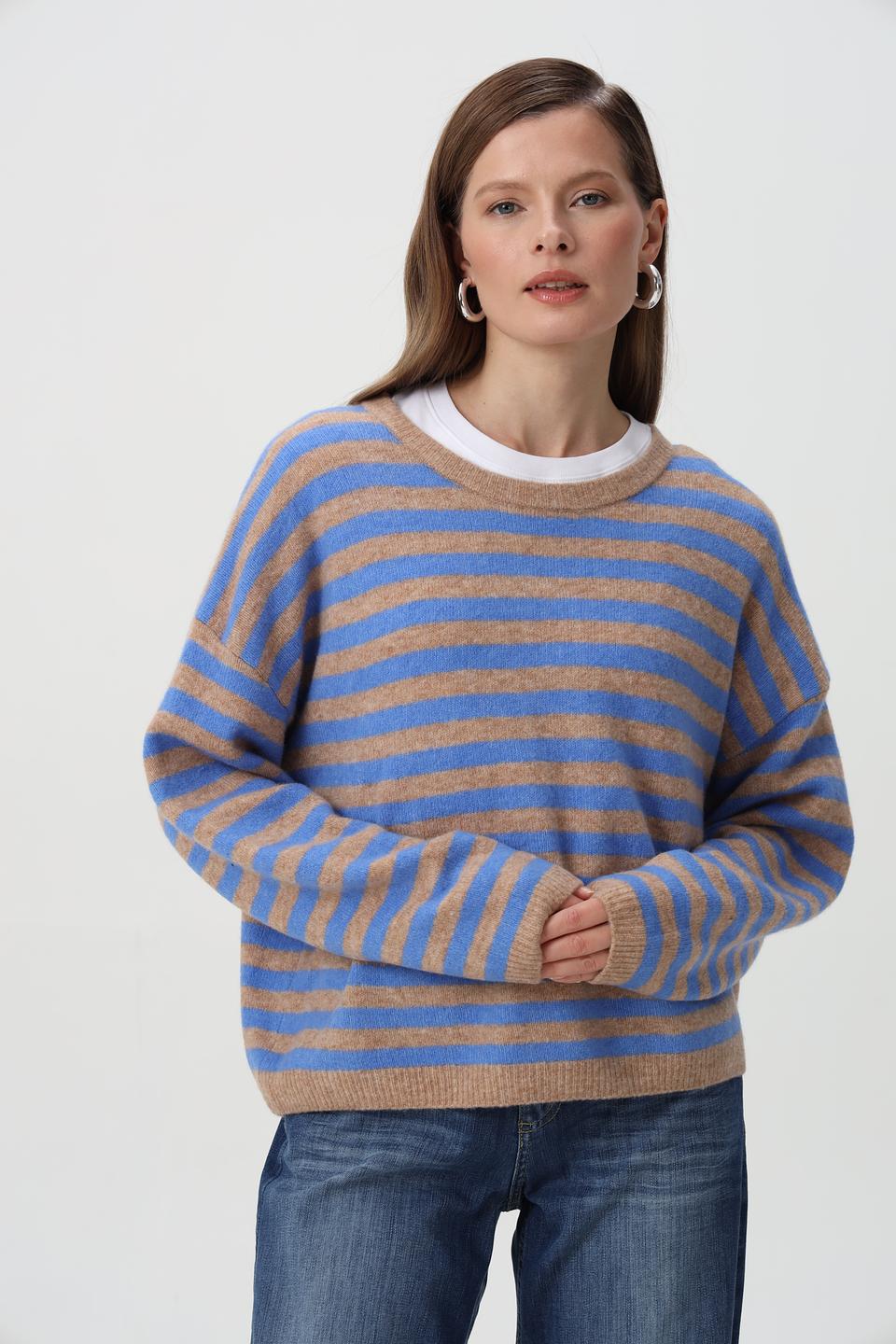 Пуловер Oui в полоску