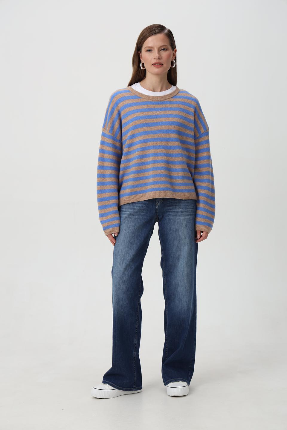 Пуловер Oui в полоску
