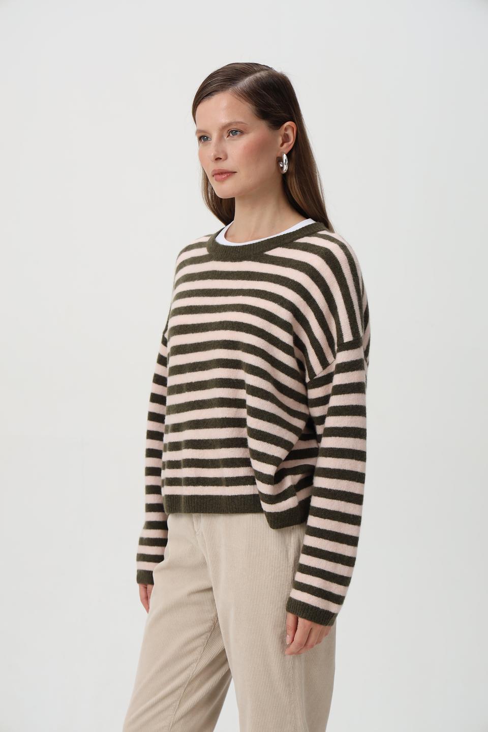 Пуловер Oui в полоску