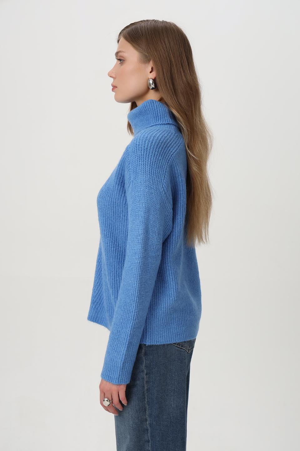 Пуловер MORE and MORE голубой с горлом