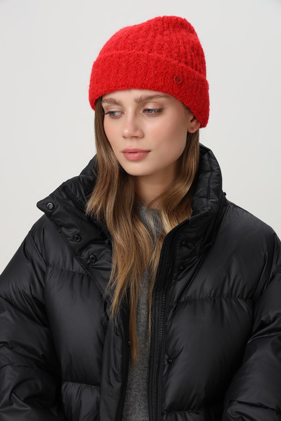 Шапка Marc Cain Sports вязаная красная