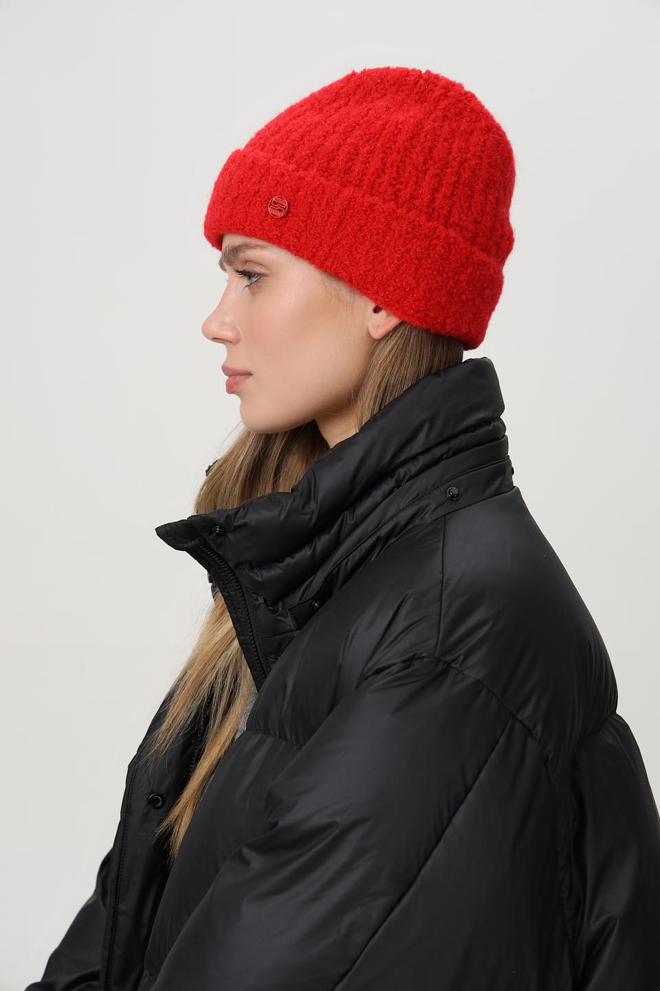 Шапка Marc Cain Sports вязаная красная