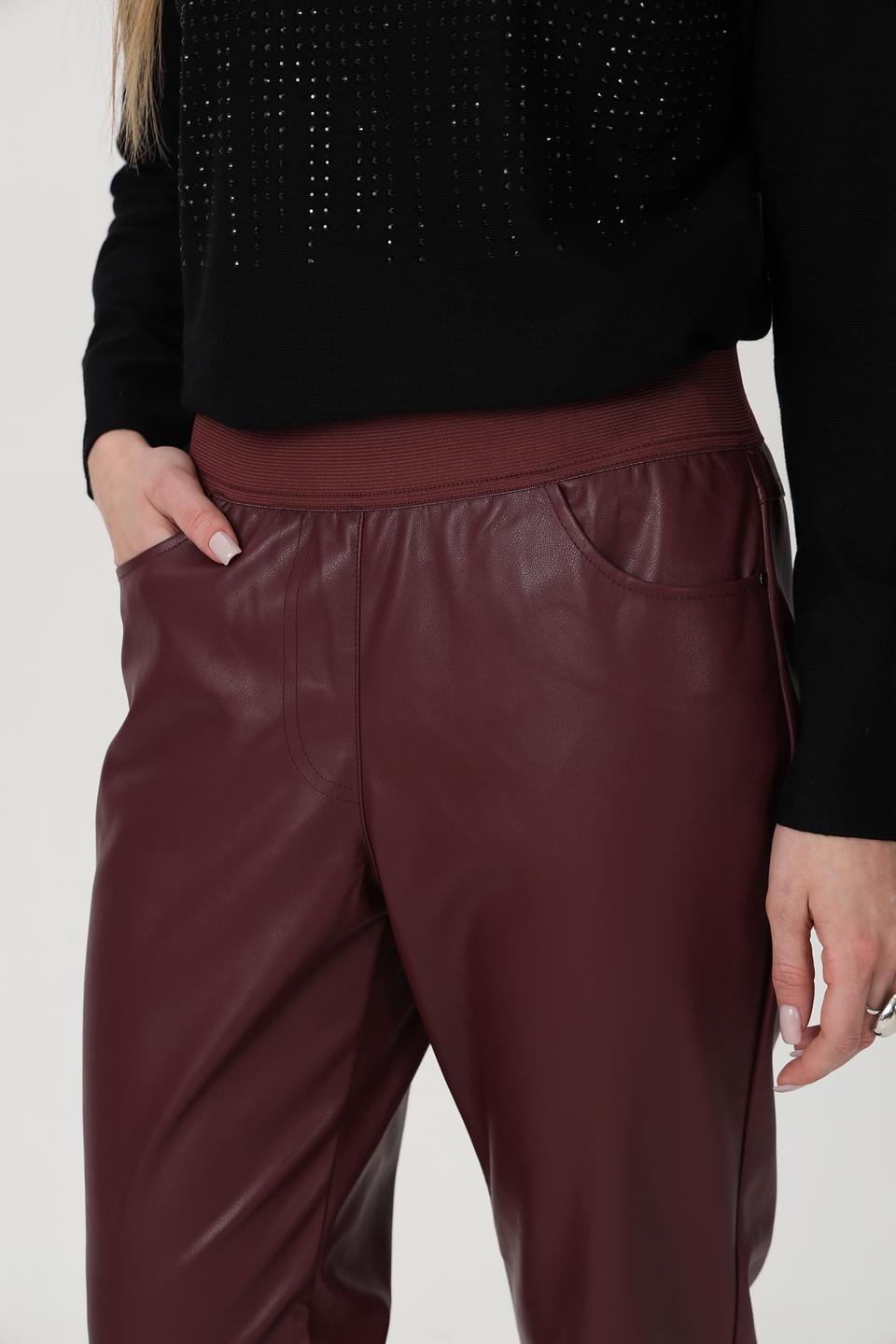 Брюки Monari из экокожи бордового цвета