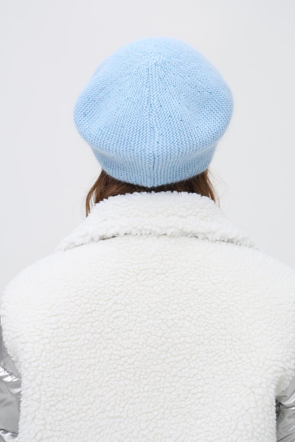 Берет Marhatter с пайетками голубой