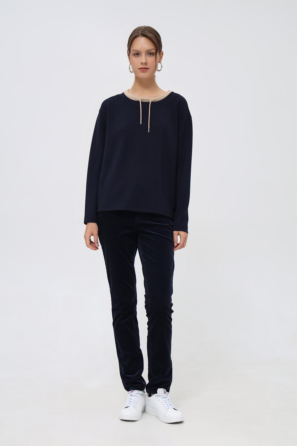 Пуловер Monari с кулиской тёмно-синий