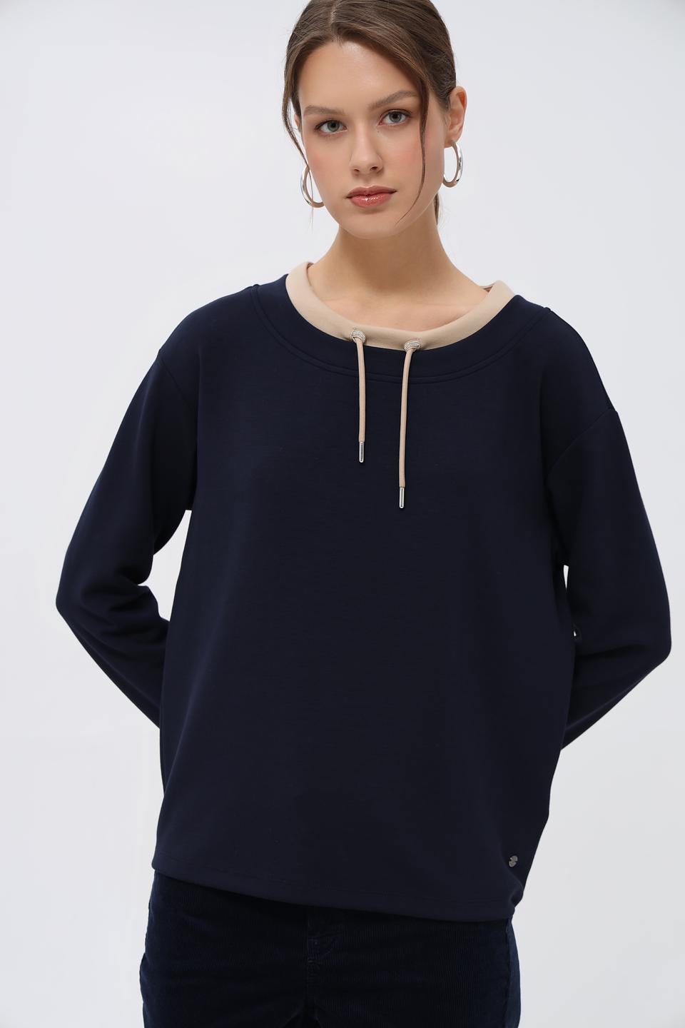 Пуловер Monari с кулиской тёмно-синий