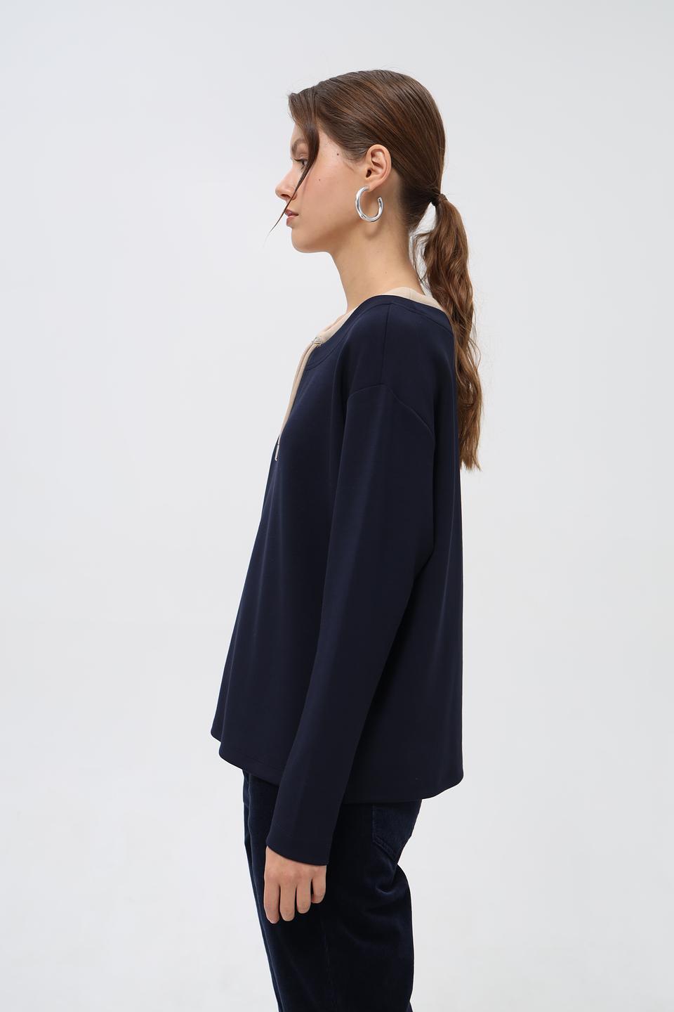 Пуловер Monari с кулиской тёмно-синий