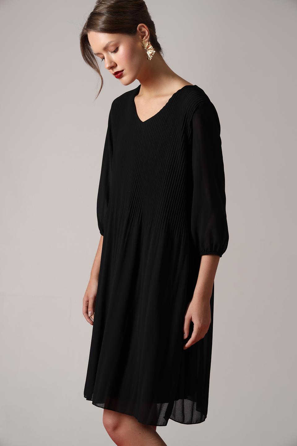 Платье Bianca плиссированное чёрное