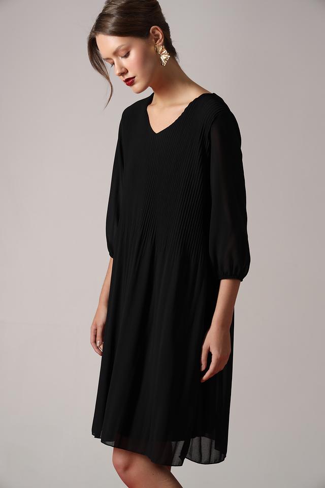Платье Bianca плиссированное чёрное