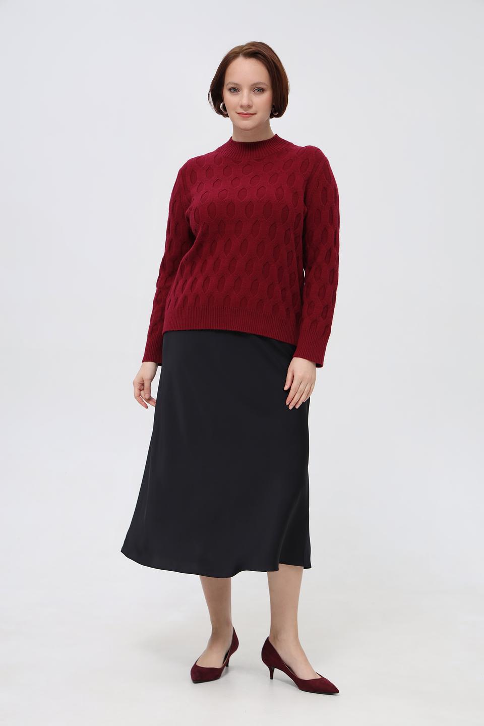 Пуловер Rabe collection бордовый с узором