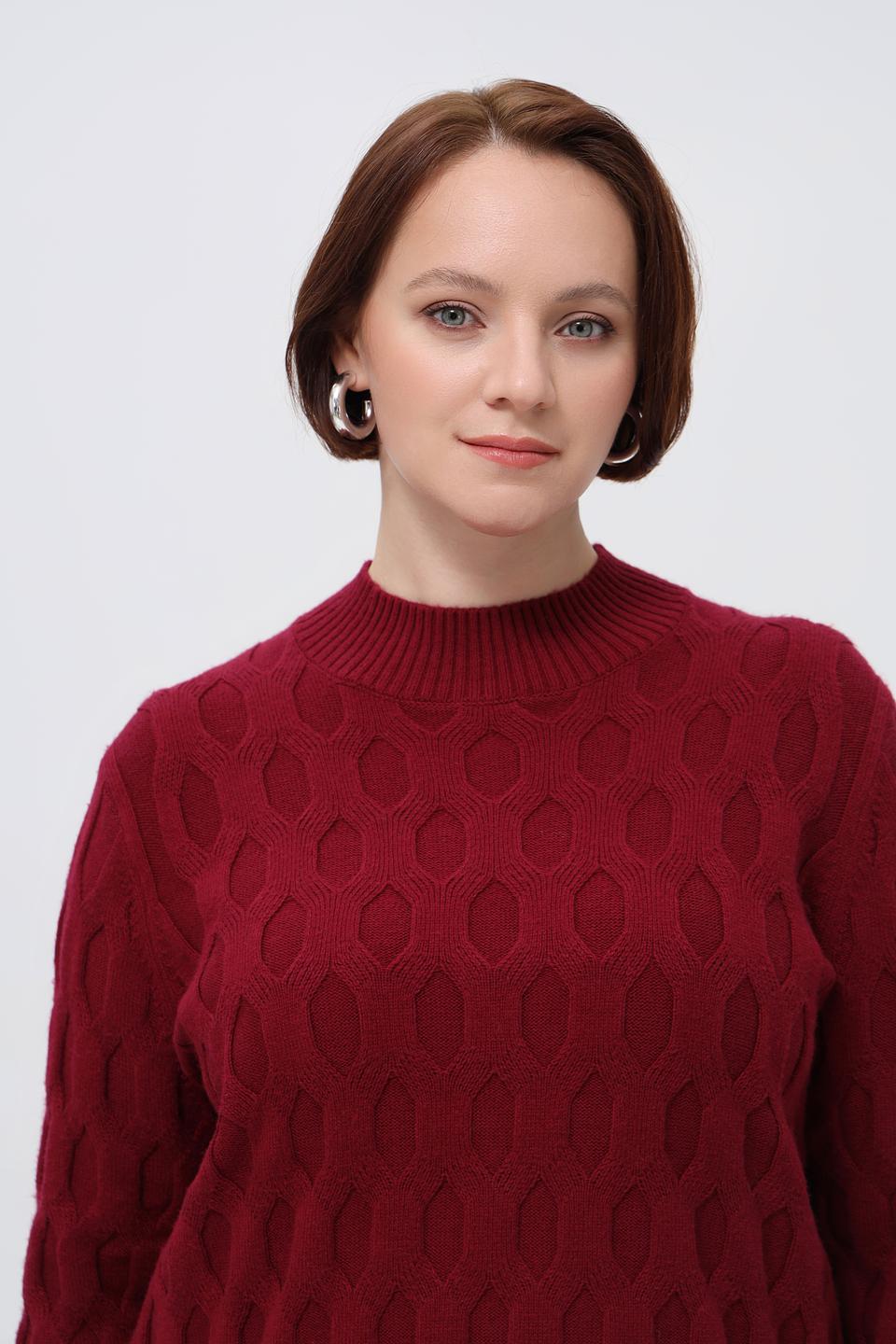 Пуловер Rabe collection бордовый с узором