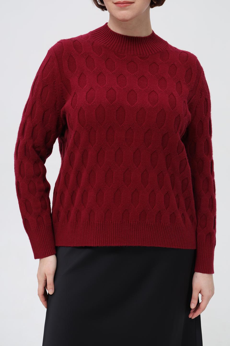 Пуловер Rabe collection бордовый с узором
