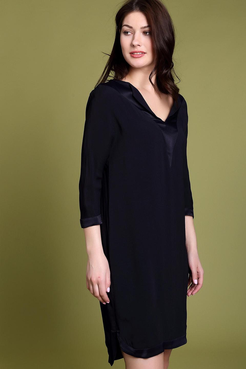 Платье Comma чёрное с атласными деталями