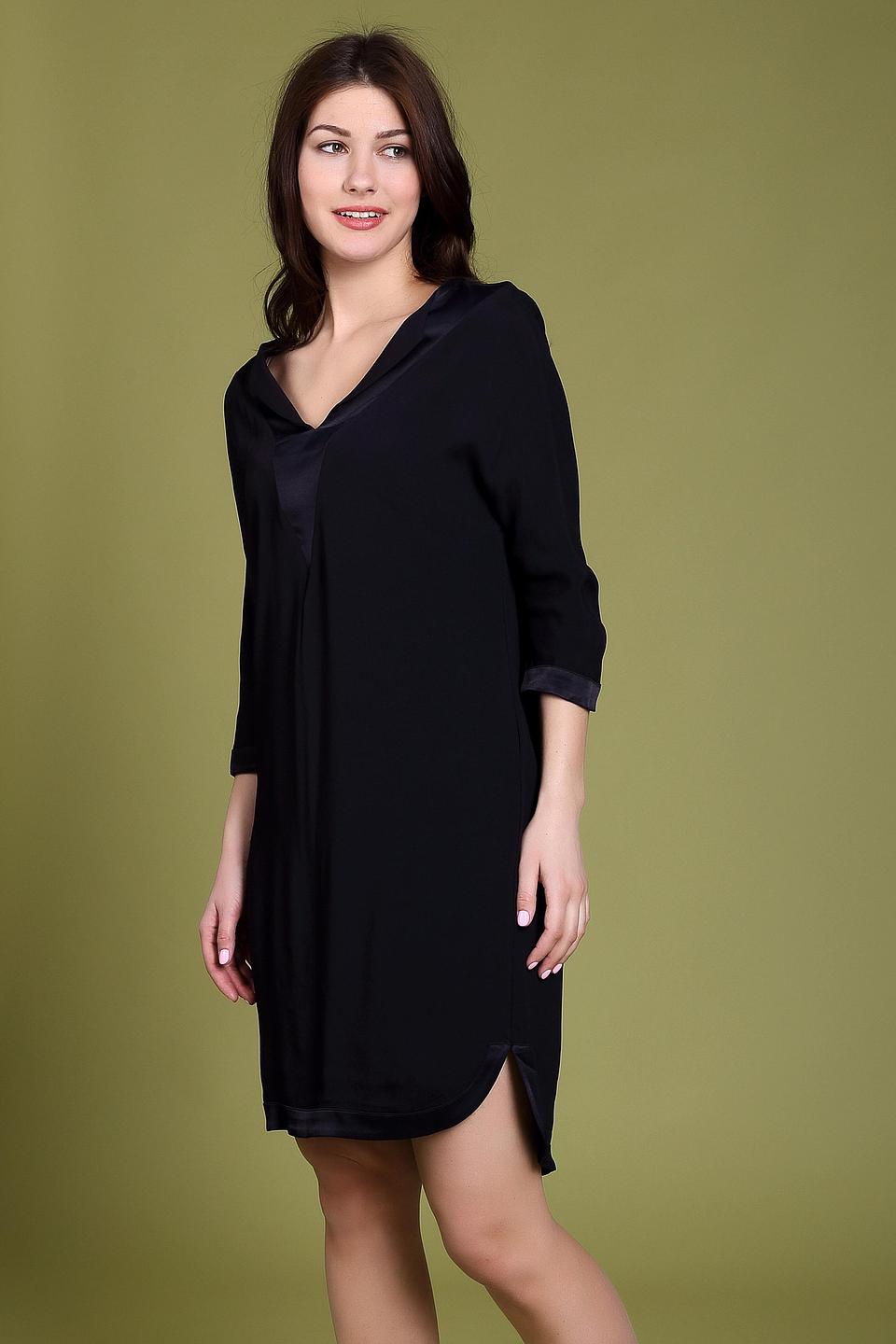 Платье Comma чёрное с атласными деталями