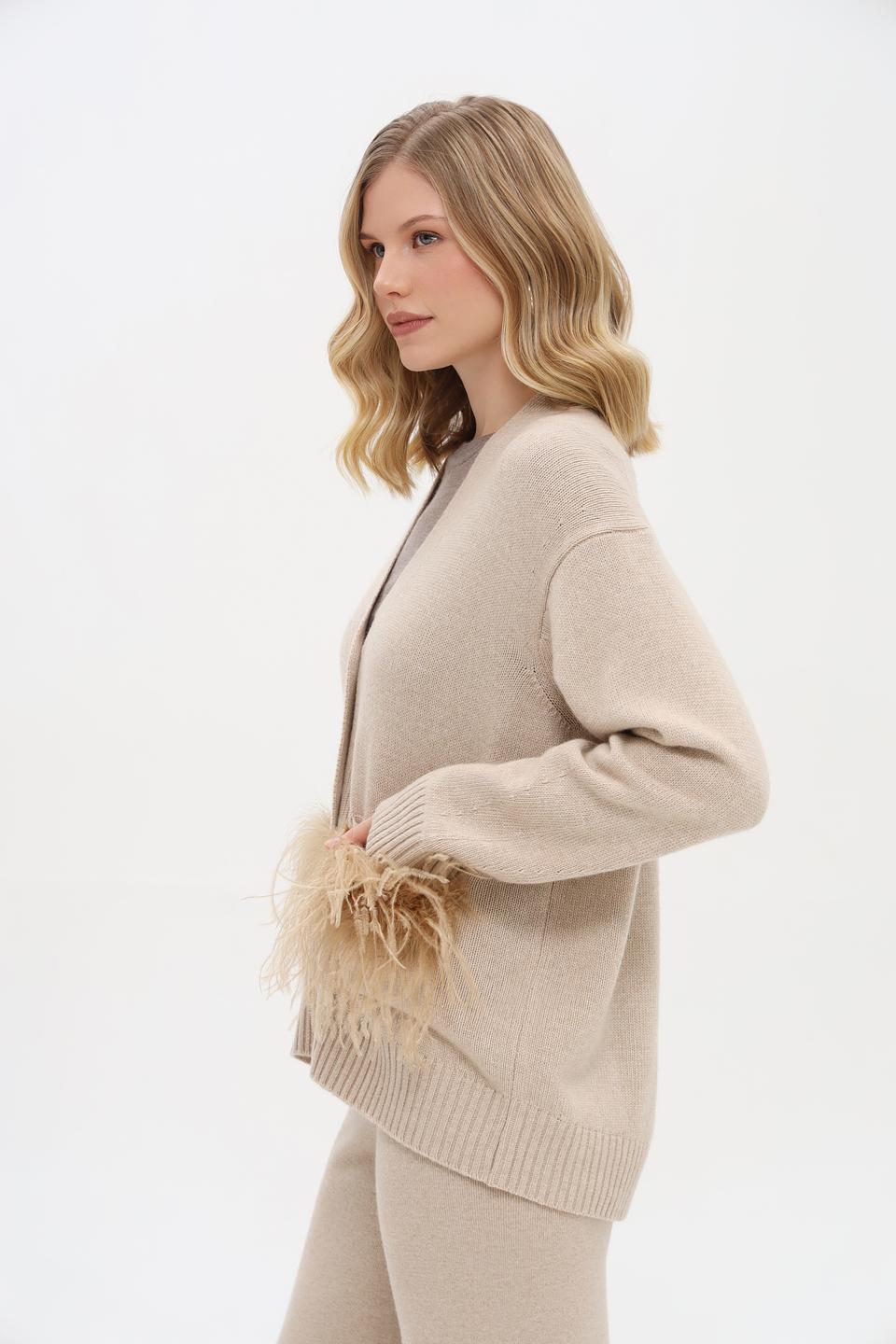 Кардиган Shade жен. с бахромой бежевый
