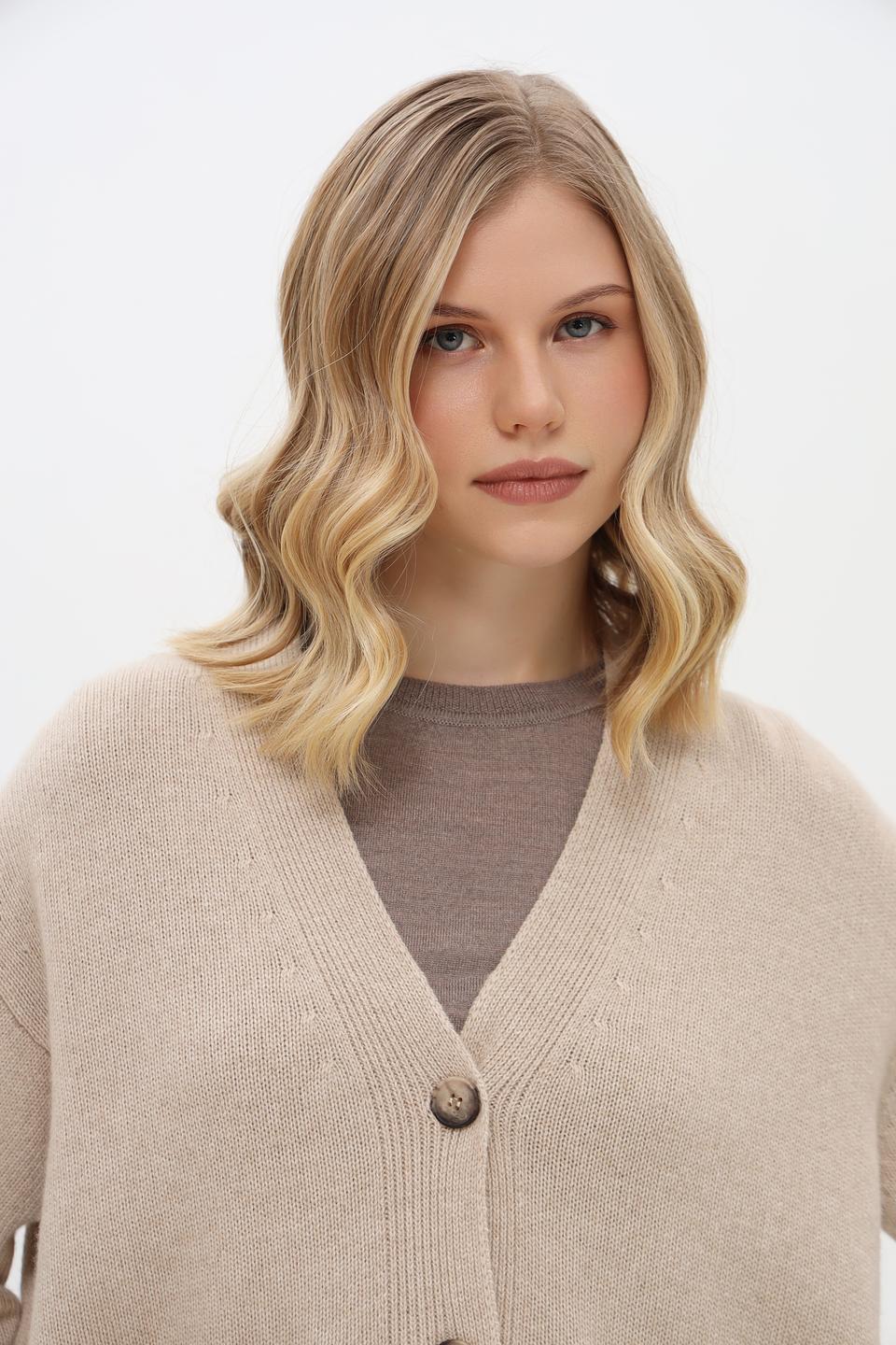 Кардиган Shade жен. с бахромой бежевый