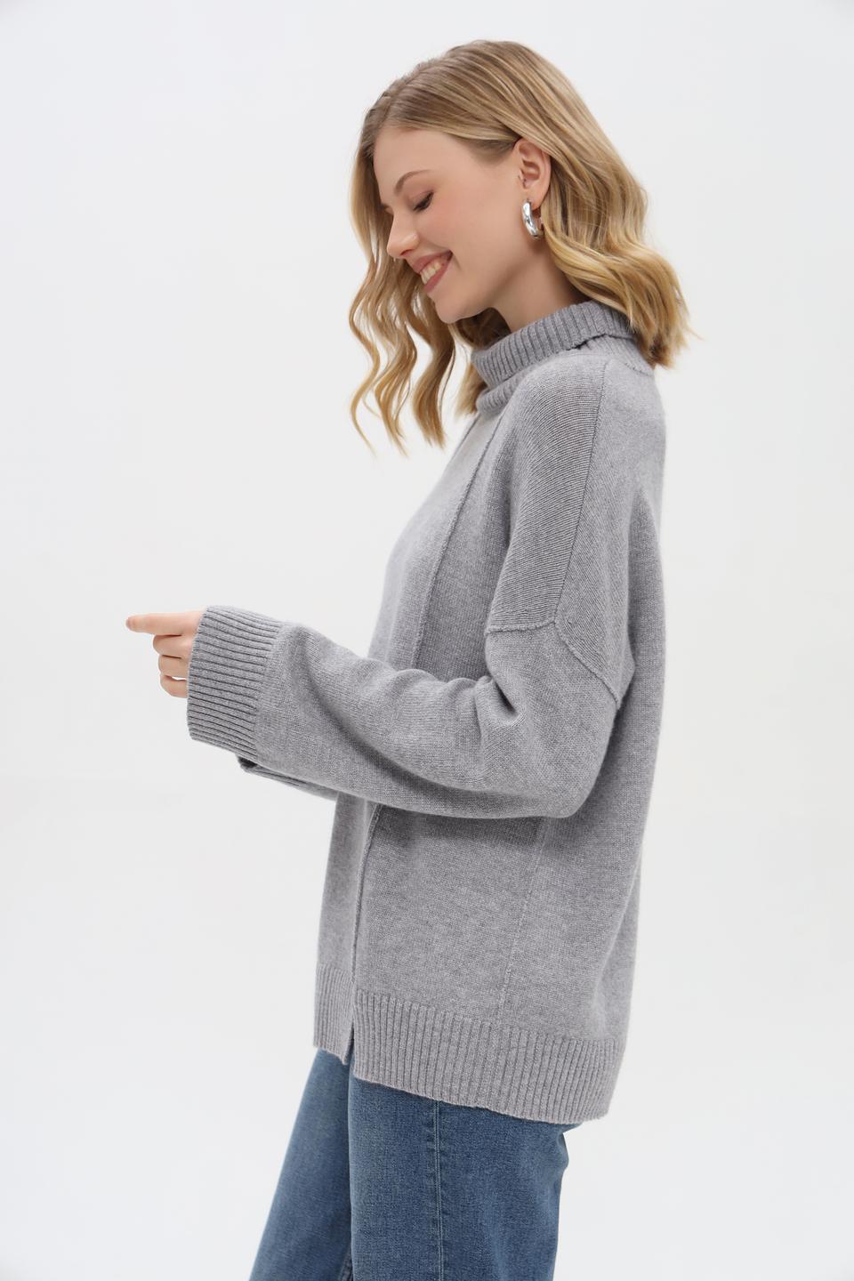 Пуловер Just Valeri серый с разрезами