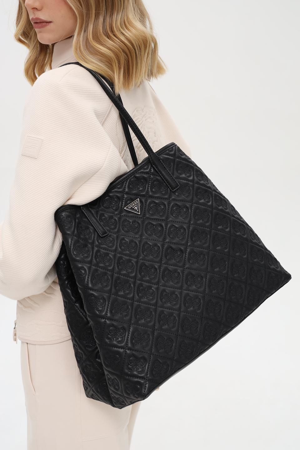 Сумка женская Guess с тиснением чёрная