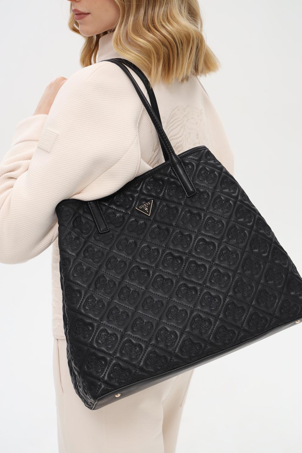 Сумка женская Guess с тиснением чёрная