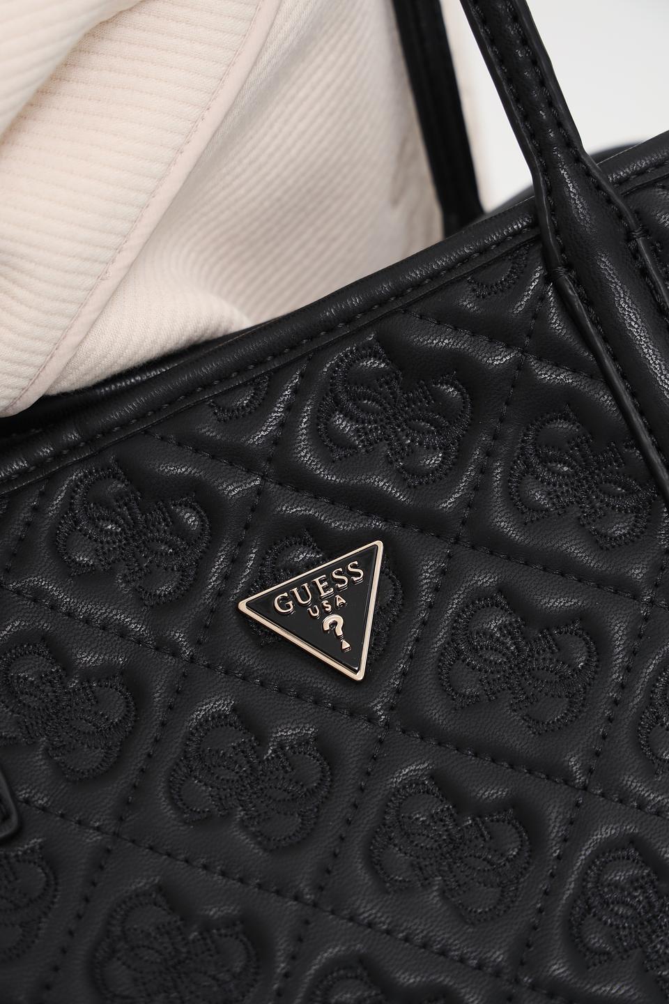 Сумка женская Guess с тиснением чёрная